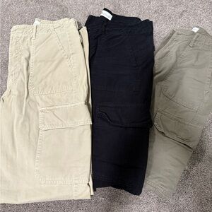 Zara Cargo Pants (set of 3) beige, olive green, & black